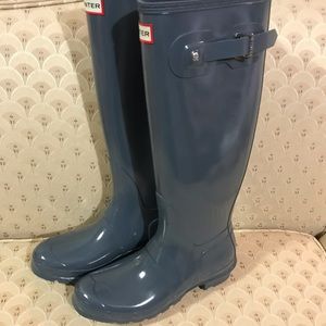 Hunter Gray Glossy Tall Boots - Women’s Size 9